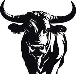 Handdrawn bull silhouette drawing