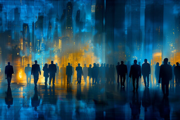 Fototapeta premium Business people crowd abstract art