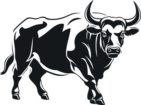 Handdrawn bull silhouette drawing