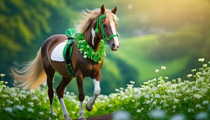 Horse on green background for St. Patrick's Day Festivities