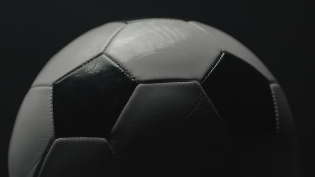 Dramatic, cinematic macro texture shots of a soccer ball