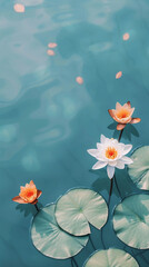 A serene pond with lily pads Calmness atmospheric photo footage for TikTok, Instagram, Reels, Shorts