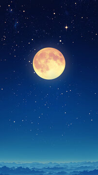 A starry night sky with a full moon Calmness atmospheric photo footage for TikTok, Instagram, Reels, Shorts