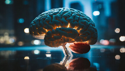 brain, nerve, light, model, image, medical, digital, town - obrazy, fototapety, plakaty