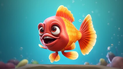 A cute cartoon kechhki fish character Ai Generative