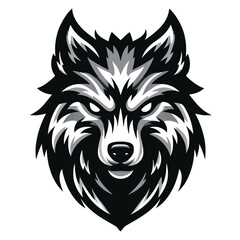 Game style wolf logo template illustration. Wolf head mascot esports symbol