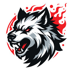 Game style wolf logo template illustration. Wolf head mascot esports symbol © phamhiep