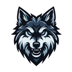Fototapeta premium Game style wolf logo template illustration. Wolf head mascot esports symbol