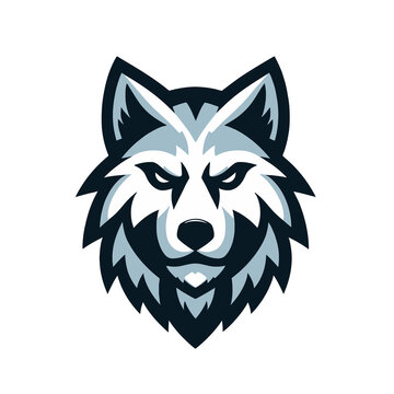 Game style wolf logo template illustration. Wolf head mascot esports symbol