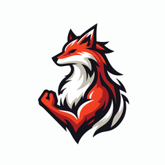 Vector illustration of powerful fox mascot for sports game or esports logo