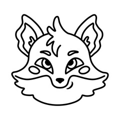 Funny cartoon fox. Line art, editable stroke. Vector illustration.