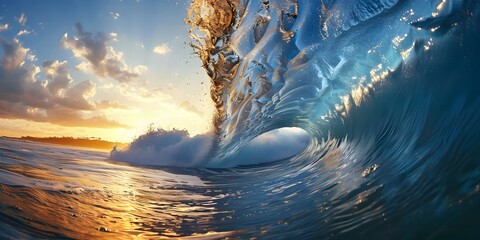 closeup sea water ocean wave - obrazy, fototapety, plakaty