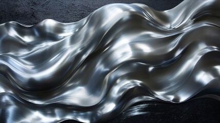 Abstract silver black acrylic painted fluted 3d painting texture luxury background banner on canvas - Silver waves swirls. Decor concept. Wallpaper concept. Art concept. 3d concept.
