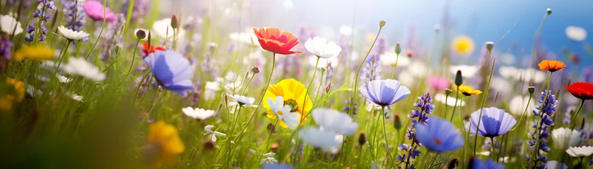 Foto op Plexiglas A field of wildflowers basking in the sunlight © Shining Pro