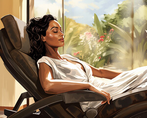 A beautiful representation of a client enjoying a relaxing day at the spa - obrazy, fototapety, plakaty