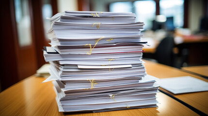 A stack of paperwork waiting to be filed - obrazy, fototapety, plakaty