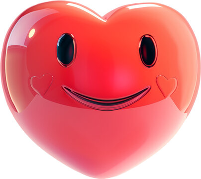 3d rendering of a smile red heart on a white background. Love concept. valentine. mother's day.	