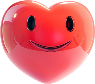 3d rendering of a smile red heart on a white background. Love concept. valentine. mother's day.	 - Powered by Adobe