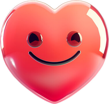 3d rendering of a smile red heart on a white background. Love concept. valentine. mother's day.	