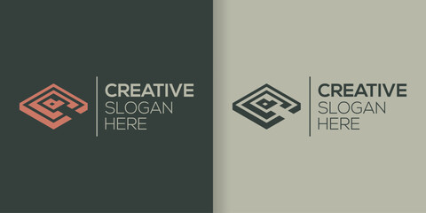 letter C, C and D with square logo icon vector design template inspiration