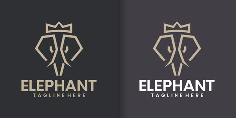 Abstract elephant head vector logo design. Creative linear animal gold logotype