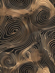 A sophisticated black and gold pattern featuring intricate swirls, creating a luxurious and stylish design suitable for any modern interior.