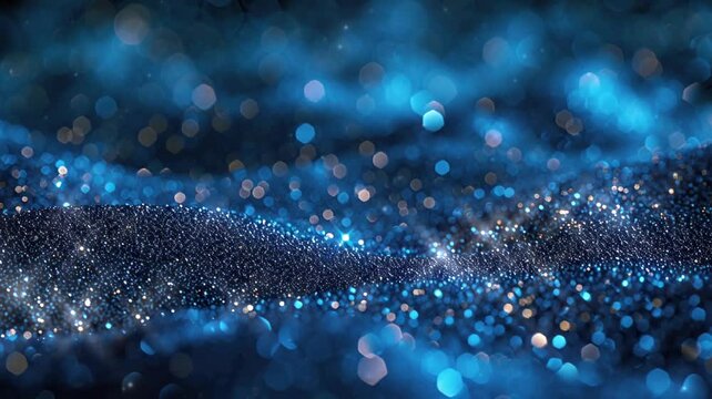Exquisite luxury blue glitter particles scene, ultra high resolution