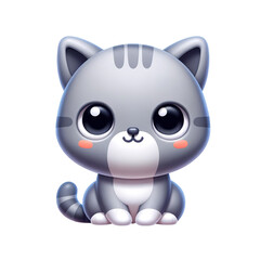 Naklejka premium Adorable Digital Cat Character Illustration