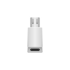 シンプルなイラスト_白い変換アダプタ_Micro USB Type-B 2.0からUSB Type-C