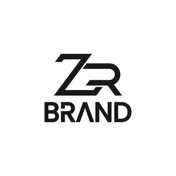 simple and modern vector logo of letter Z R in black color