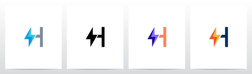 Thunder In Front of Letter Initial Logo Design H