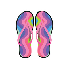 Pair of colorful flip-flops on white background