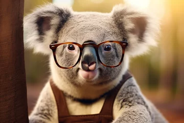 Schilderijen op glas a koala, cute, adorable, koala wearing clothes © Salawati