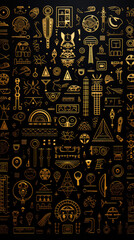 abstract ancient pattern black and gold