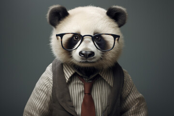 a panda, cute, adorable, panda wears glasses