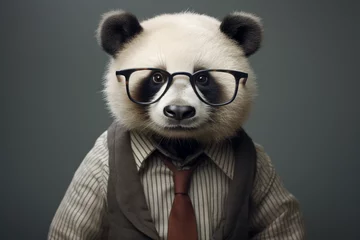 Foto op Plexiglas a panda, cute, adorable, panda wears glasses © Salawati