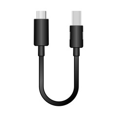 シンプルなイラスト_黒い変換ケーブル_USB Type-CからUSB Type-B 2.0