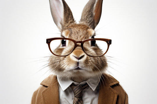 a rabbit, cute, adorable, rabbit with glasses