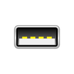 シンプルなイラスト_白いUSB Type-A 2.0 オス_差込口（ポート）