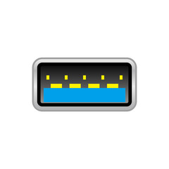 シンプルなイラスト_白いUSB Type-A 3.0 オス_差込口（ポート）