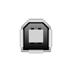 シンプルなイラスト_白いUSB Type-B 2.0 メス_差込口（ポート）