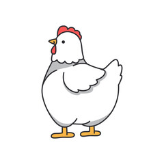 Chicken farm animal isolated on white background. Vector illustration in flat style.