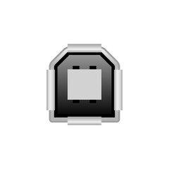 シンプルなイラスト_白いUSB Type-B 2.0 メス_差込口（ポート）