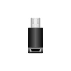 シンプルなイラスト_黒い変換アダプタ_Micro USB Type-B 2.0からUSB Type-C
