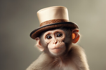 a monkey, cute, adorable, monkey wearing a hat