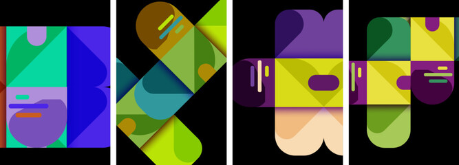 Obraz premium Geometric colorful poster backgrounds with squares and circles