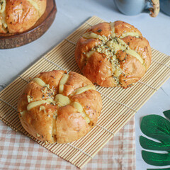Korean Garlic bread freshly cooked from the oven