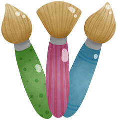 Illustration of a set of three paint brushes