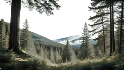 taiga ecosystem isolated on white/transparent background, cut out