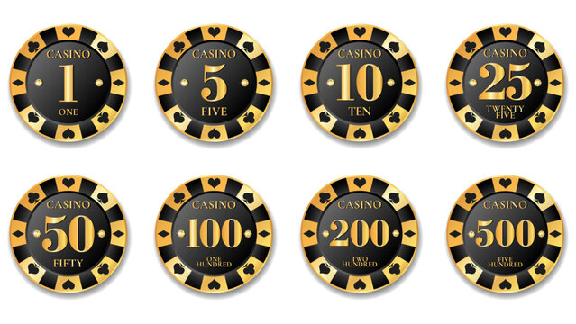golden set of casino/poker chip
